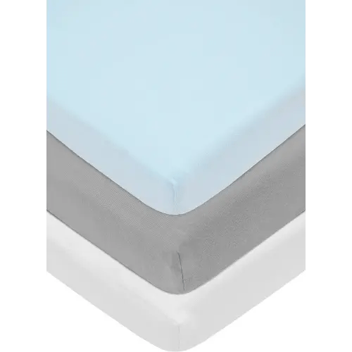 American Baby Company 100% Natural Cotton Jersey Knit 18" x 36" Cradle/Bassinet Sheet - Fitted, Blue/Gray/White, Soft Breathable, for Boys and Girls