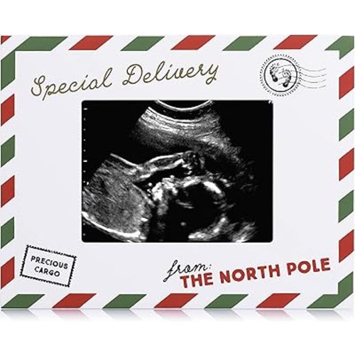 Pearhead Special Delivery Christmas Sonogram Frame, for Expecting Mom, Holiday Pregnancy Announcement, Gender-Neutral Baby Holiday Décor, Ulrasound Keepsake Frame