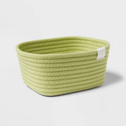 Coiled Rope Basket Lime Green - Brightroom™: Decorative Rectangle, Polyester & Cotton, 4"x8"x6", Spot Clean