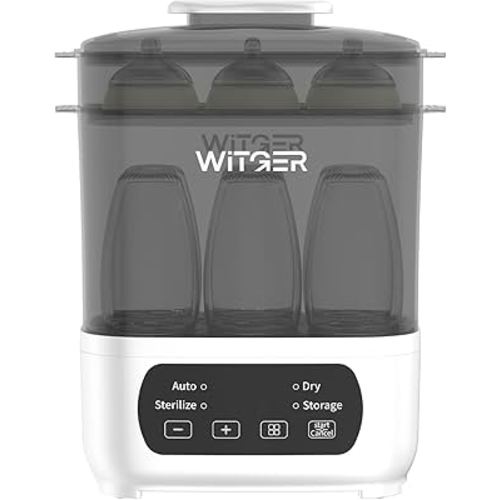 Baby Bottle Sterilizer and Dryer, Electric Steam Sterilizer for Baby Bottles, Pacifiers, and More, with Digital Controls.