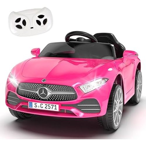 Licensed Mercedes-Benz CLS 350 12V Ride On Car Truck for Kids, Ride on Toys for Toddlers w/Parent Control, Spring Suspension, Power Wheels for Girls w/Bluetooth, Music, LED Lights (Pink)