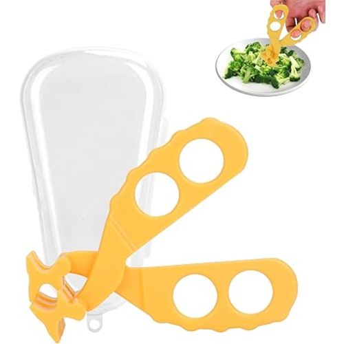 Baby Food Scissors, Kitchen Scissors, Portable Shears, Food Cutter, Feeding Tool with Travel Storage Case for Noodles, Meats, Vegetables, Fruits