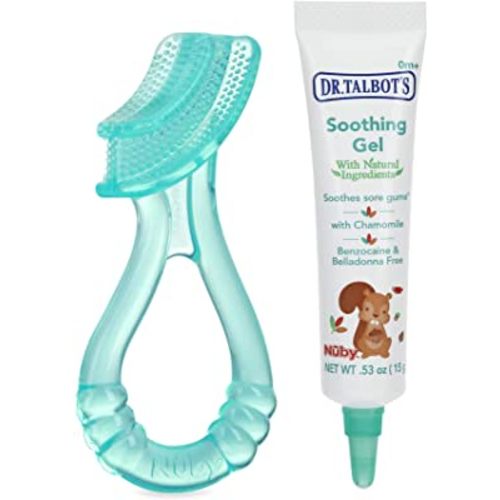 Dr. Talbot's Soothing Gel for Sore Gums with Bonus Silicone Massaging Toothbrush, 0.53 Ounce, Naturally Inspired to be Benzocaine Free, Belladonna Free, Multi-Colored, 2 Piece Set