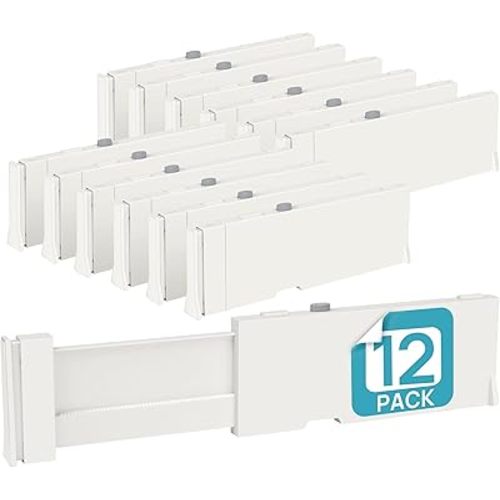 Vtopmart Drawer Dividers for Clothes 8 Pack, Adjustable 4" High Expandable from 11.6"-17" Dresser Drawer Organizer, Plastic Drawers Separators for Dresser, Baby Clothes, Kitchen and Office Storage