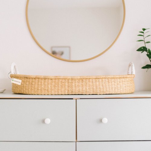 Handwoven Changing Basket: Natural White