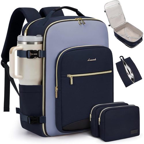 LOVEVOOK 50L Travel Backpack for Women & Men, Airline Approved Carry On Luggage with 3 Packing Cubes, TSA Overnight Bags, Waterproof Personal Item Bag, Weekender Essentials Backpacks fits 17" Laptop