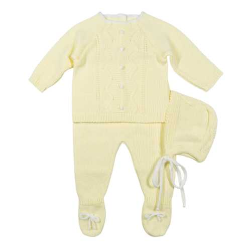 Newborn Baby Knit Outfit Set: Spanish Style, Coming Home, Christening Gift,  (Yellow 8344)