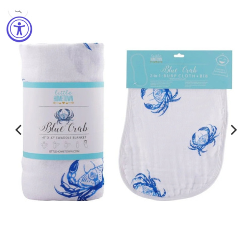 Blue Crab Baby Muslin Swaddle Blanket & Burp Cloth – Little Hometown