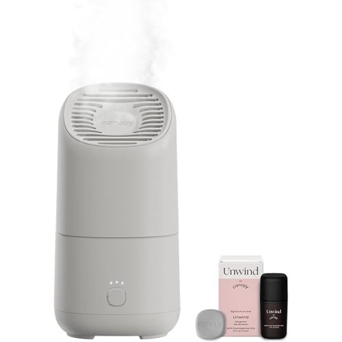 Canopy Portable Misting Humidifier - Cordless, 11 HR Run Time, 500 mL, TSA Approved Travel Humidifier - Alleviate Symptoms of Allergies, Flu, Cold, Dry Skin Includes Aroma & Adapter