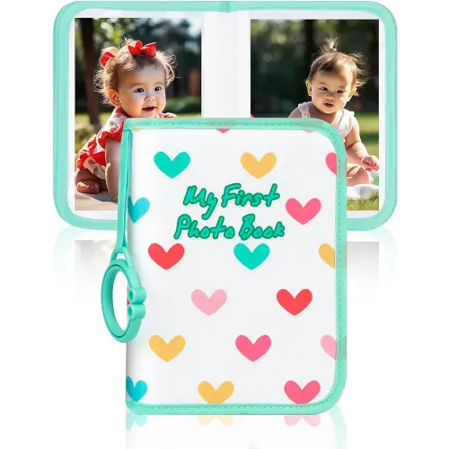 Baby Photo Book Holds 21 4x6 Photos, My First Photo Book for Baby or Toddlers, Love" Baby Photo Album Soft Cloth Family Book, Cute Book Gift for Babies Shower Newborns Family Photos (Green)