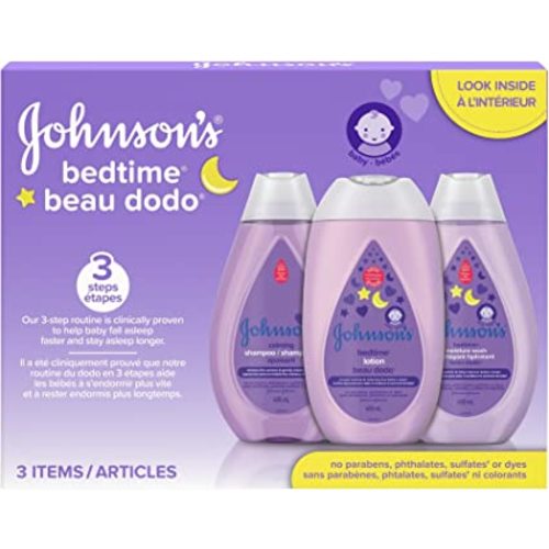 Johnson's Baby Bedtime Gift Set, 3 count, Moisturizing Lotion and Cream for Dry Skin, Baby Wash, Baby Shampoo (3 X 400ml)