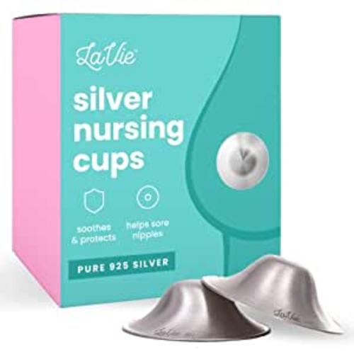 LaVie Silver Nursing Cups, Soothing Protection for Nursing Nipples, Calming Relief for Breastfeeding Moms, Silver Nipple Covers All Natural (Size 1) : Baby