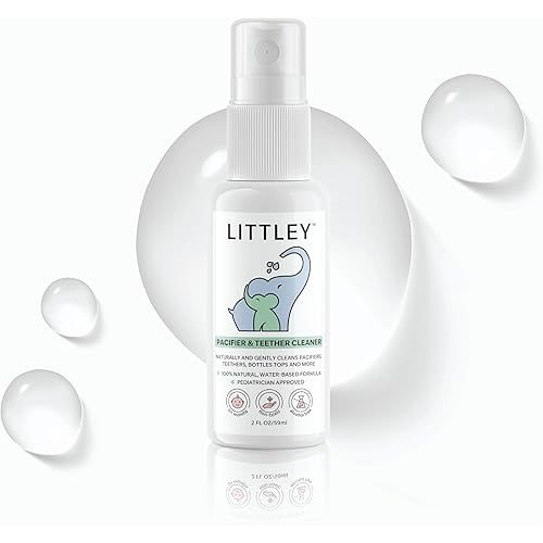 Littley Pacifier & Teether Cleaner with Hypochlorous Acid, Non-Toxic & Alcohol-Free, Gentle Formula for Cleaning Baby & Toddler Essentials, 2oz Travel-Size Spray Bottle