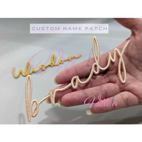 Custom name patch - Personalized m - Iron On - Kids - Bride - Groom - bridal  gift  - nombre - outline embroider - apron - sash - bag