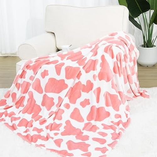 Soft Fleece Blanket Strawberry Pink Throw Blanket Cute Fuzzy Blankets for Girls Birthday Gifts 50"x60" Decorative Blanket for Bed Sofa Couch