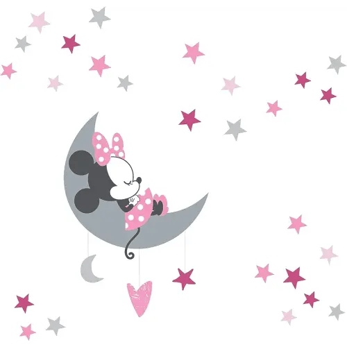 Lambs & Ivy Disney Baby Minnie Mouse Celestial Wall Decals, Pink/Gray