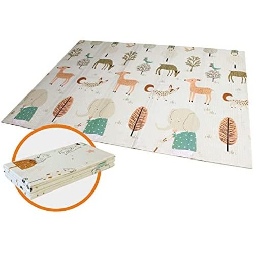 Baby Folding mat Play mat Extra Large Foam playmat Crawl mat Reversible Waterproof Portable Double Sides Kids Baby Toddler Outdoor or Indoor Use Non Toxic, Colorful(57x76x0.4in)