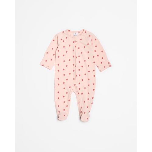 Baby Organic Cotton Print Zip Coverall - Pink Strawberry
