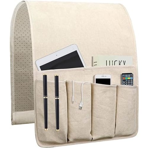Sofa Armrest Organize Bedside Caddy Organizer Beige 35"x12.4"