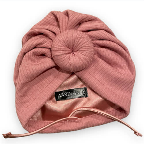 Adjustable Satin Lined Turban-Mauve Ribbed – Aarin & Co.