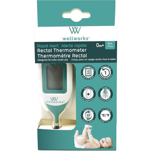 Wellworks Rapid Alert Rectal Thermometer - Baby Thermometer for Rectal Use - Rapid Reading - Suitable for Ages Newborn and Up