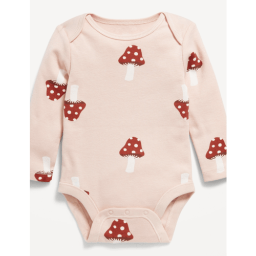 Printed Long-Sleeve Bodysuit for Baby - Mushrooms Print