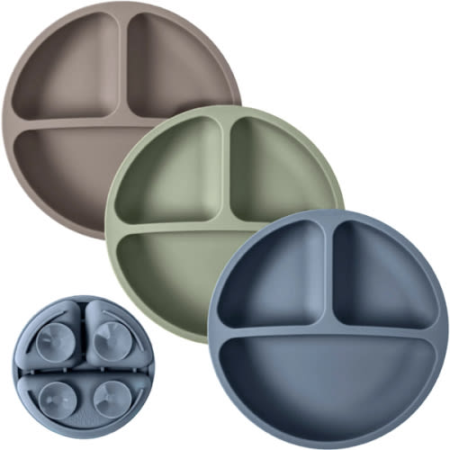 Silicone Suction Plates – Set of 3 (Lid Option Available)