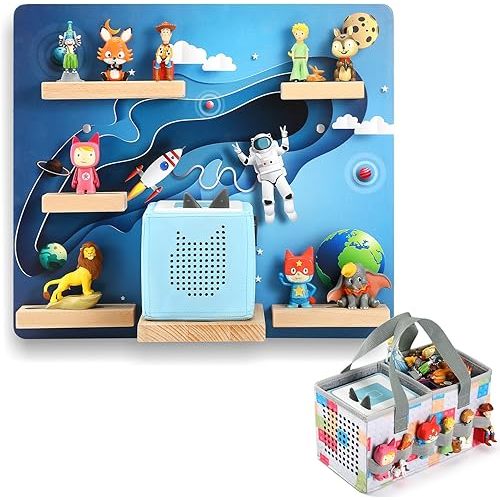 for Tonie Shelf,Magnetic Wall Shelf for Toniebox Tonie Storage,18-30 Tonie Figures Character Shelf Compatible with Tonie Box Audio Character for Children Kids (Outerusspace)