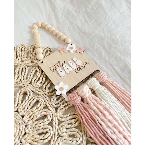 Little babe cave | boho girls decor | floral girls sign | nursery decor | macrame sign | babe cave | daisy sign | daisy room decor