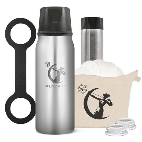 Breastmilk Chiller Reusable Storage Container and Accessories by CERES CHILL | Keeps Milk Safe for up to 20 Hours | Connects w/Major Pumps (Per My Last Email Steel)