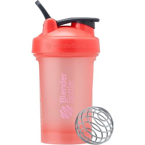 BlenderBottle Classic V2 Shaker Bottle Perfect for Protein Shakes and Pre Workout, 20-Ounce, Coral