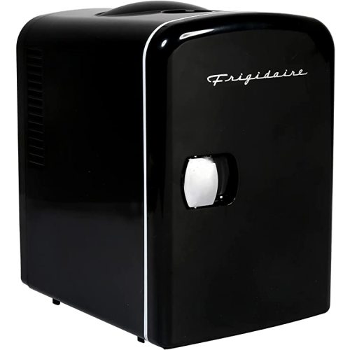 Frigidaire Mini Portable Compact Personal Fridge Cooler, 4 Liter Capacity Chills Six 12 oz Cans, 100% Freon-Free & Eco Friendly, Includes Plugs for Home Outlet & 12V Car Charger – Black