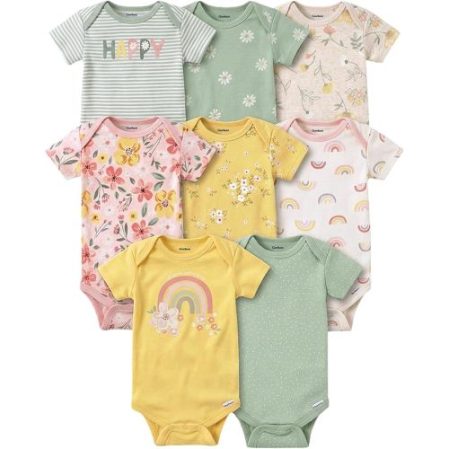 Gerber Baby Girls' 8-pack Short Sleeve Onesies Bodysuits