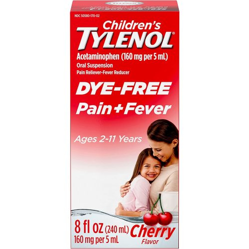 Tylenol Children's Pain + Fever Medicine with Acetaminophen, Dye-Free Cherry, 8 fl. oz