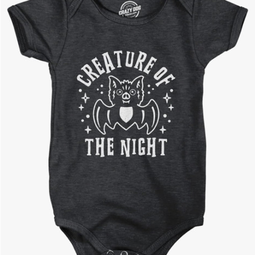 Creature of The Night Baby Bodysuit Funny Cute Halloween Bat Graphic Jumper for Infants