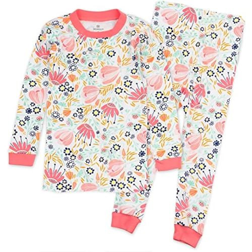 HonestBaby 2-Piece Pajamas Sleepwear PJs 100% Organic Cotton for Infant Baby and Toddler Girls'