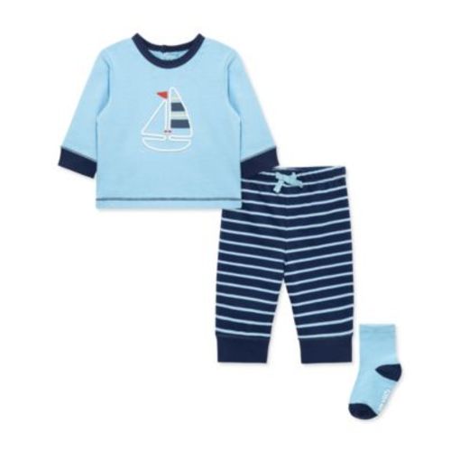 Baby Boys' Sailboat Printed Top, Joggers and Socks, 3-Piece Set