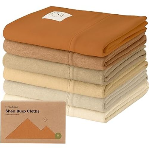 Organic Burp Cloths Baby Boy, Girl - 6-Pack Large Cotton Burping Cloths for Babies, Spit Up Rags, Super Absorbent, Ultra Soft Newborn Cloth Rag, Gender Neutral, Machine Washable, Durable(Terracotta)