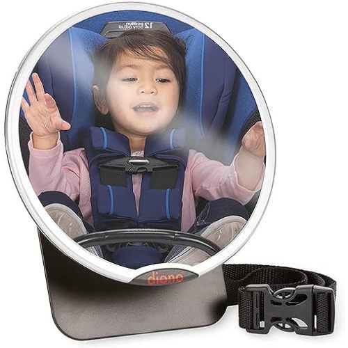 Diono Easy View Baby Car Mirror, Safety Car Seat Mirror for Rear Facing Infant, Fully Adjustable with 360 Rotation, Wide Crystal Clear View, Shatterproof, Crash Tested