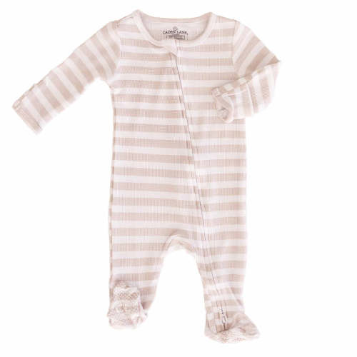 Latte Stripes Waffle Zipper Footie