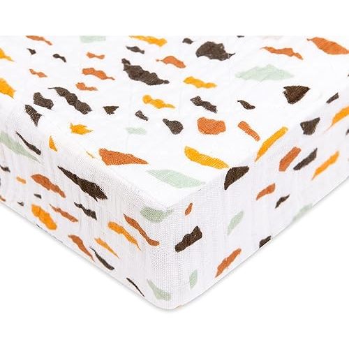 Babyletto 100% Quilted Organic Cotton Changing Pad Cover, GOTS-Certified, Fitted 360°, Ultra-Soft and Breathable Muslin - Terrazzo