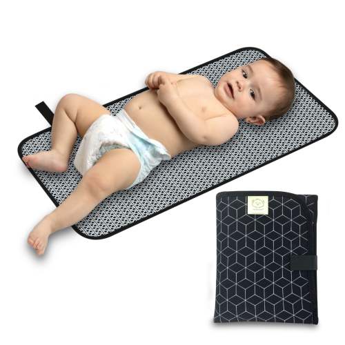 KeaBabies Portable Diaper Changing Pad, Waterproof Baby Changing Mat (Black Geo)