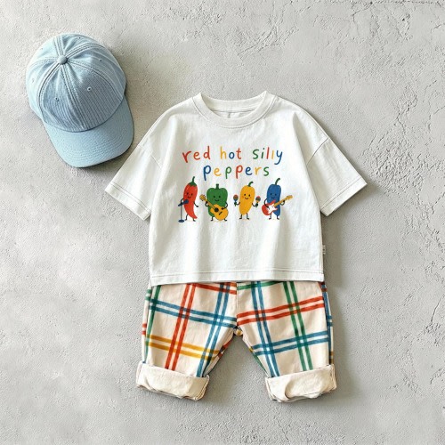 RED HOT SILLY PEPPER Baby & Kids Plaid 2 Piece Set