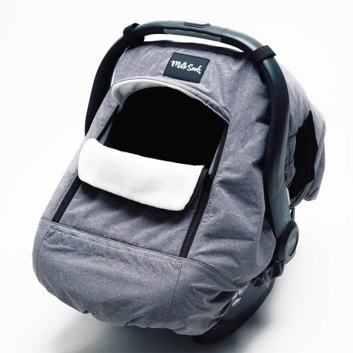 Milk Snob Winter Baby Car Seat Cover - Carseat Canopy & Stroller Cover for Babies - Waterproof, Windproof, Cozy Inner Fleece Lining - Keep Your Baby Warm, Dry & Cozy This Winter (Stormy)