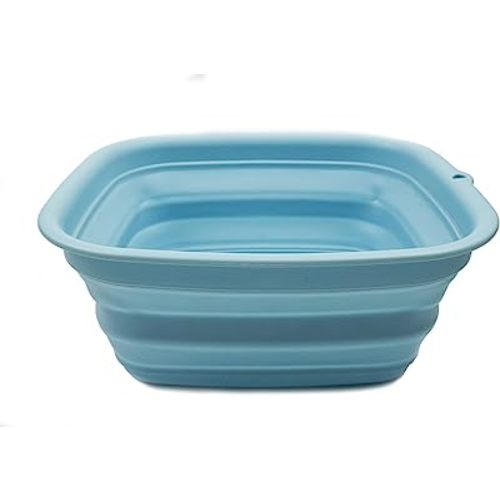 SAMMART 7.7L (2 Gallon) Collapsible Tub - Foldable Dish Tub - Portable Washing Basin - Space Saving Plastic Washtub (Sea Angel, S)