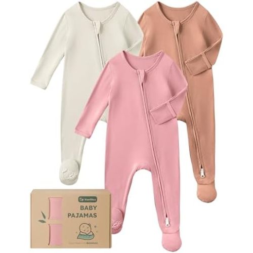 Yofooss Rayon Made From Bamboo Baby Pajamas 3pcs Newbron Sleepers For Boy Girl Clothes, 0-3-6-9 Months Footed Pjs