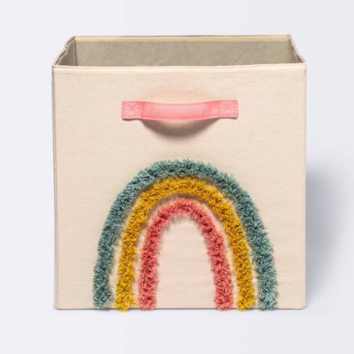 Tufted Canvas 13"x13" Storage Cube - Cloud Island™ Rainbow