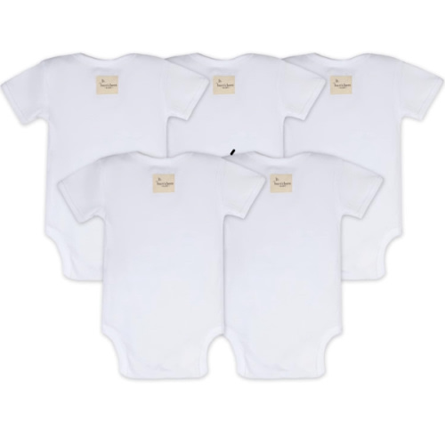 Burt's Bees Baby Organic Cotton Short Sleeve Bodysuits, 5-Pack, Size 0-3M