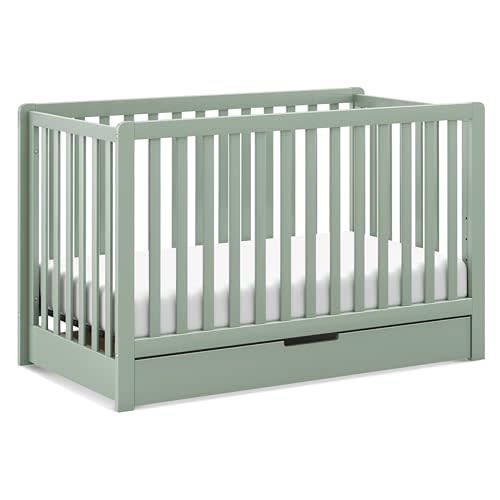 DaVinci Carter's Colby 4-in-1 Convertible Crib with Trundle Drawer in Light Sage, Greenguard Gold Certified, Undercrib Storage