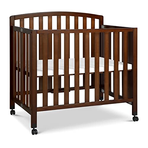 DaVinci Dylan 3-in-1 Portable Baby Crib with Wheels - Toddler Bed & Daybed Conversion - Perfect for Small Spaces & Easy to Assemble, GREENGUARD Gold Certified, 4 Adjustable Mattress Heights - Espresso